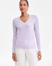 NWT Charter Club Women's 100% Cashmere V-Neck Sweater - Small - Lilac Air