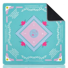 Blue Mahjong Mat with Rules for Table, American Mahjong Table Mat, Game Mats,...