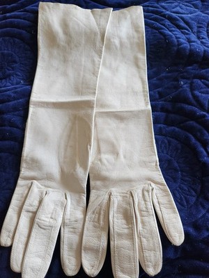 Vintage French Tan Leather Kid Opera Gloves Women's 6.5 Made in France