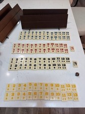 Vintage Rummy Tile Game With Faux Leather Carrying Case - Missing Black 13