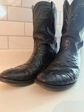 Vtg. Lucchese 2000 Black Full Quill Ostrich W...
