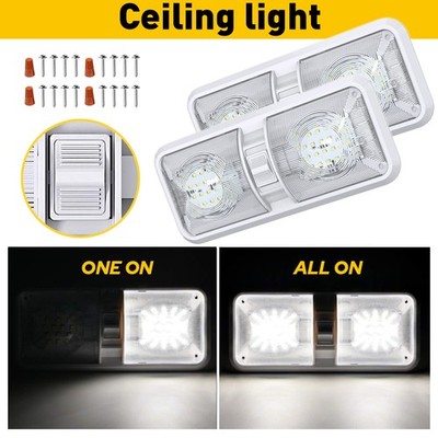 2pcs RV LED 12v CEILING FIXTURE DOUBLE DOME LIGHT FOR CAMPER TRAILER RV MARINE