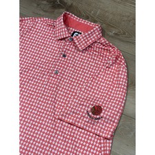 FootJoy Mens Performance Polo Shirt Coral Pink White Geometric Meshingomesia XL