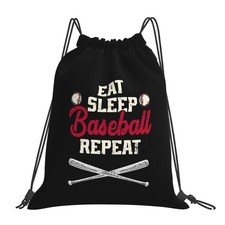 Eat Sleep Baseball Repeat Unisex Drawstring Backpack Bag Sport Gym Swim Trave...