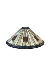 22" Dia Vintage TIFFANY-STYLE Leaf Ivory Brown Stained Glass Lamp Shade