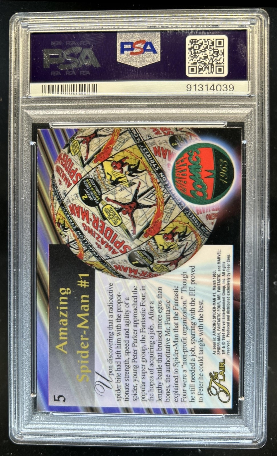 1994 Fleer Flair Marvel Annual Spider-Man #5 PSA 9 view 2