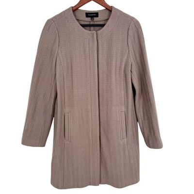 Talbots Sz 8 Formal WOOL BLEND Beige Coat Jacket Winter Cozy Shirt Top Christmas