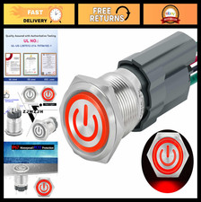 15A Latching Push Button Switch 12V-24VDC IP67 Waterproof SPST 1NO LED Light