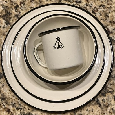 Pendleton Crow Canyon Camp Enamelware 4-Piece Set - Ivory