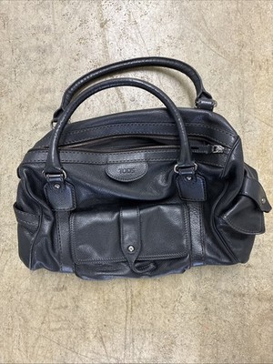 TOD'S 52719 BROWN LEATHER PEBBLED SHOULDERS SATCHEL BAG