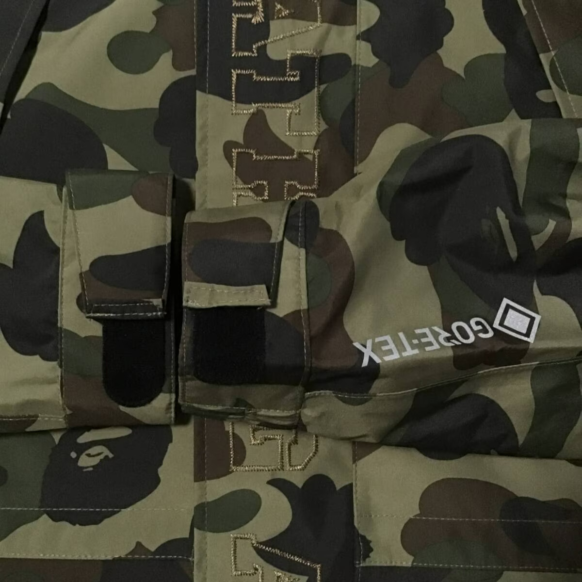Gore Tex × BAPE camo hoodie snowboard jacket Green A Bathing Ape Size M image 6