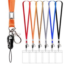 6 Pack Neck Lanyard with ID Badge Holder, Office Strap Lanyards, Stainless Me...