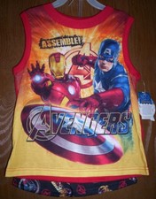AVENGERS Pajamas Boy's 8 NeW Captain America Iron Man Shirt Shorts Pjs NWT