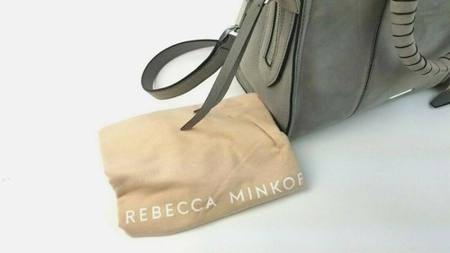 Bolso de Mano Rebecca Minkoff Mediano Gamuza Cuero Breza Mango Superior con Cremallera (Gris) - Imagen 9 de 10