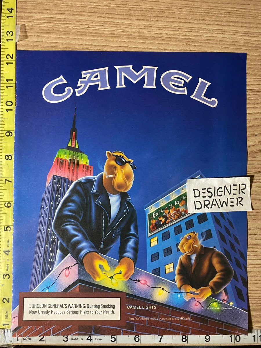 Camel Joe Cool Hanging Christmas Lights Holiday Vintage 1996 Print