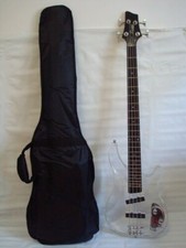 Pro 4 String Clear Body Lucite Electric Bass Guitar, Brand New