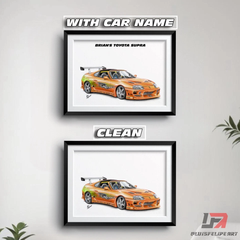 Fast and Furious car art poster: BRIAN'S TOYOTA SUPRA MK4 - Image 3 of 4