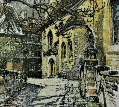 Robert KASIMIR (1914-2002) TOP-Farbradierung WVZ: 013: GUMPOLDSKIRCHEN, AUSTRIA