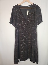 Madewell Cape-Sleeve Mini Dress Black W/ Copper Metallic Dots Women's 12 NWT