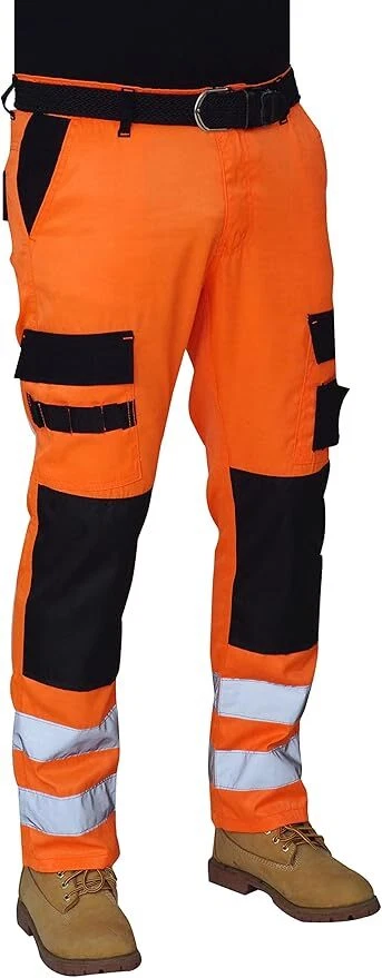 Men’s Hi Vis Trousers Workwear Multi Pocket Cargo Trousers