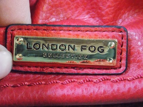 London Fog Red Pebble Faux Leather Tote Shoulder Bag Handbag Purse - Picture 3 of 7