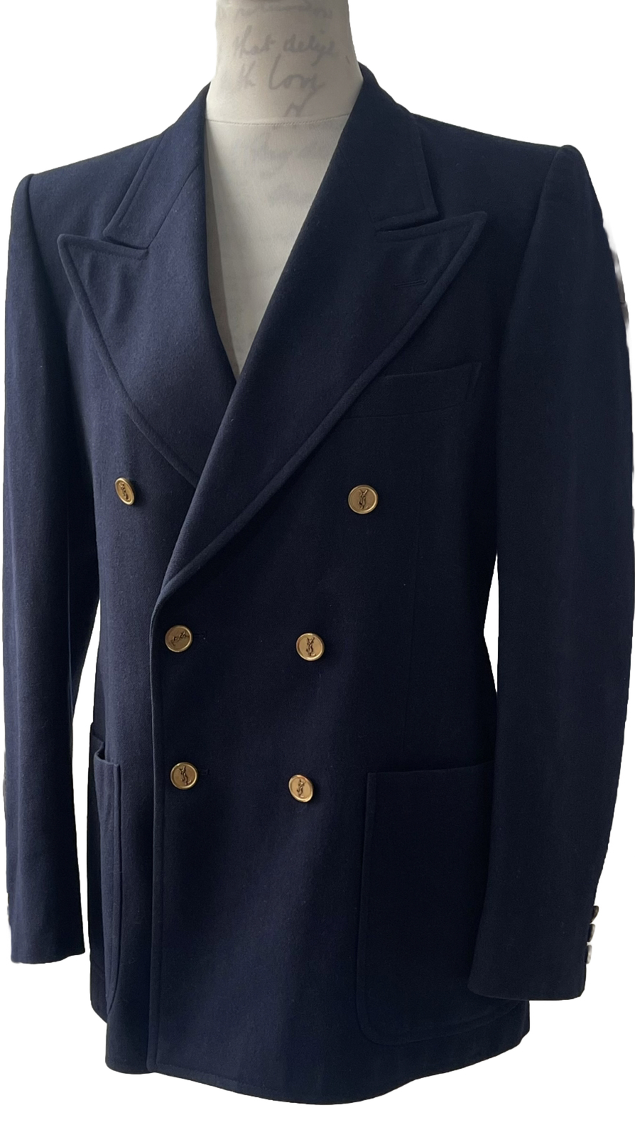 YVES SAINT LAURENT Giacca Blu Navy Blazer Lana Vintage