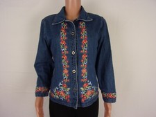 I.d.f. Button Up Light Jacket Size:40" Bust Blue Floral Design