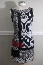 Desigual Women's Black and White Patch Work Shift Dress Size 38 (DR800