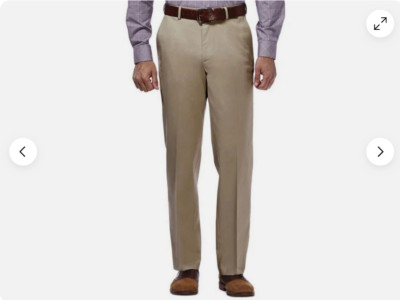 Mens HAGGAR Medium Khaki Straight Fit No Iron Pants 40 W 30 L