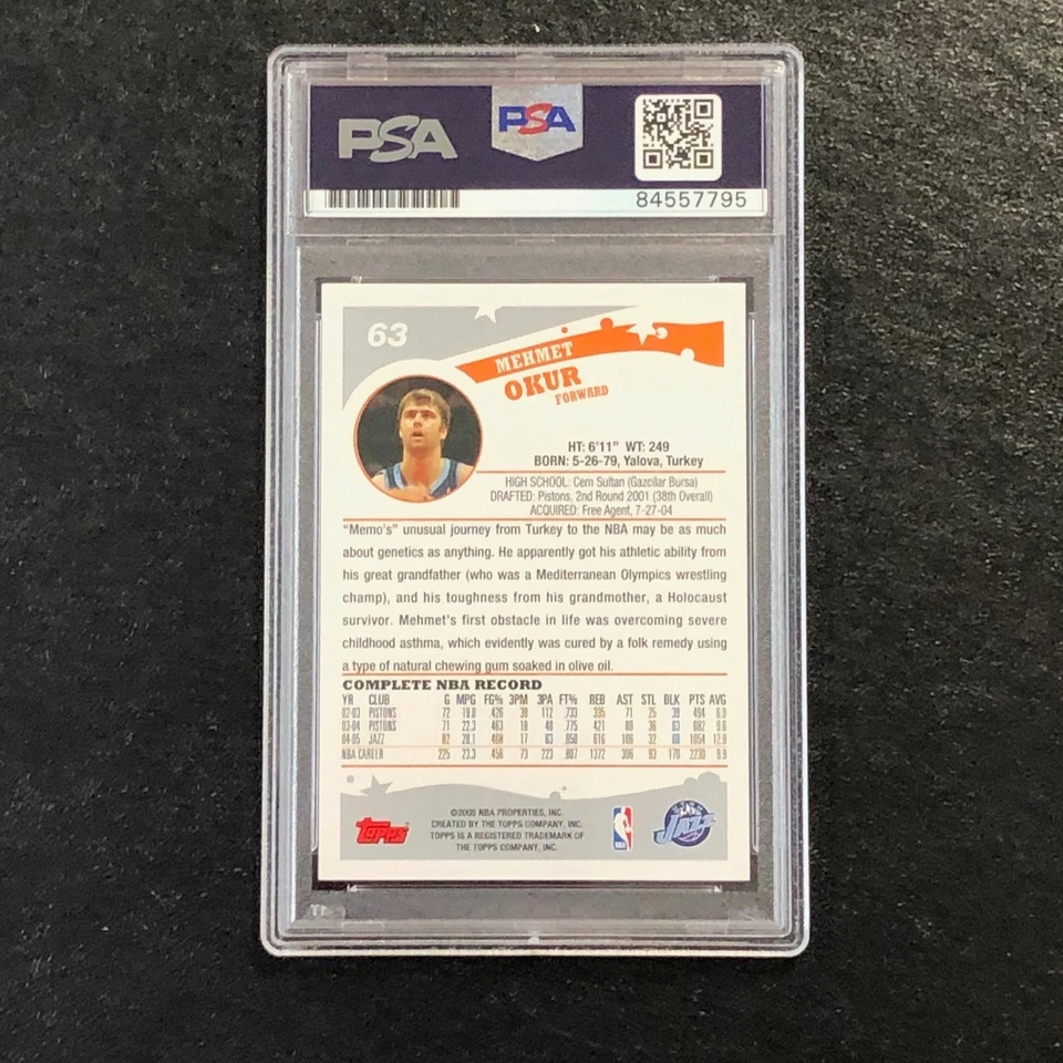 2005-06 Topps #63 Mehmet Okur Signed Card AUTO PSA Slabbed Jazz - Image 2 of 2
