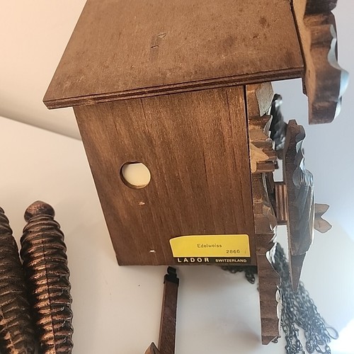 VINTAGE Cuckoo Clock GERMANY Black Forest EMPEROR WALTZ Double door musical - Picture 10 of 23