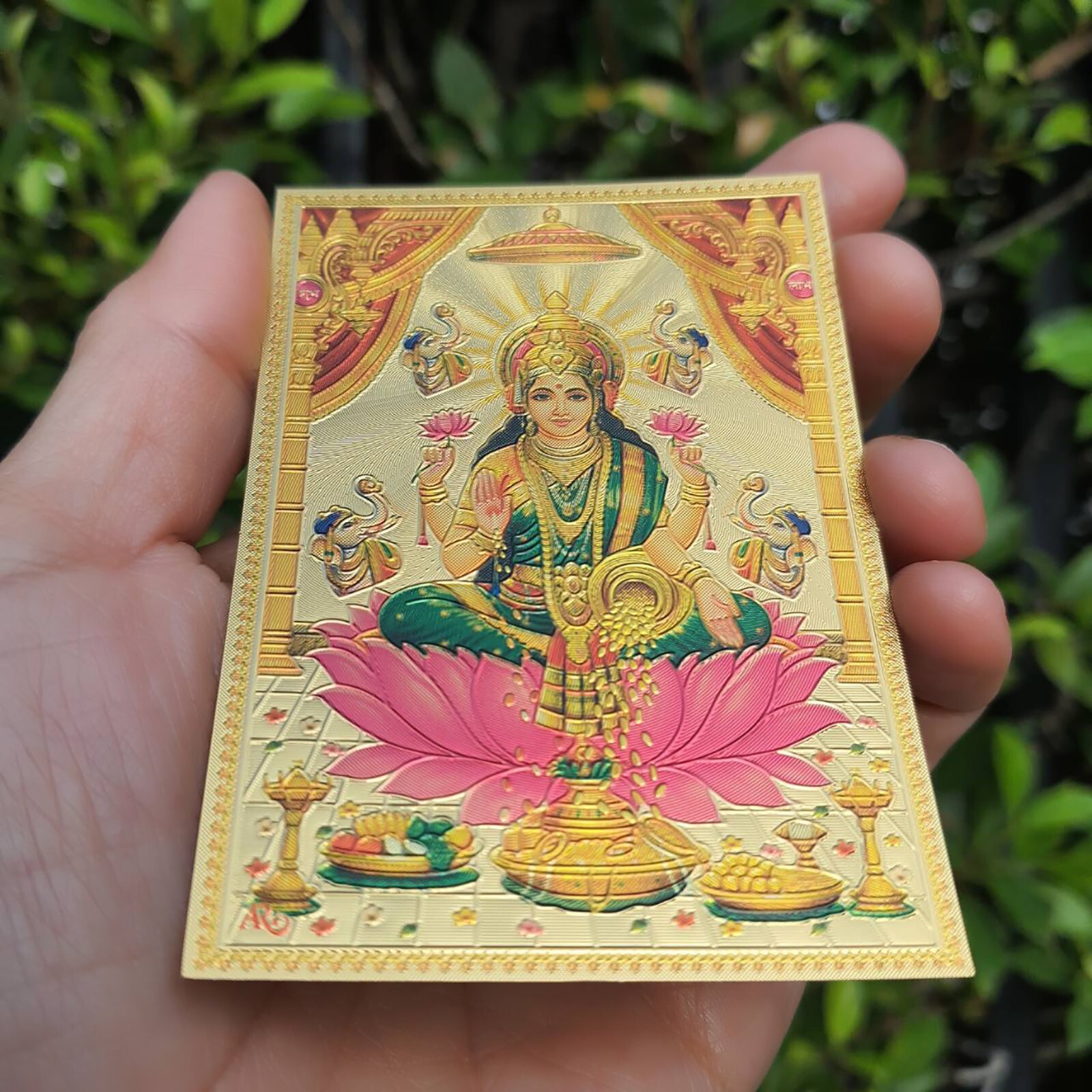 Lakshmi Card Colorful Plate Thai Amulet Goddess of Wealth Beauty Fortune Success
