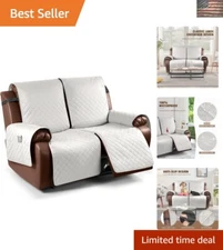 Waterproof Beige Loveseat Recliner Cover - Non-Slip Protection for 2 Seats