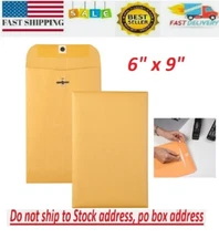 100 Pcs CLASP ENVELOPES 6x9 28lb Kraft Shipping Mailing Gummed Business Manila