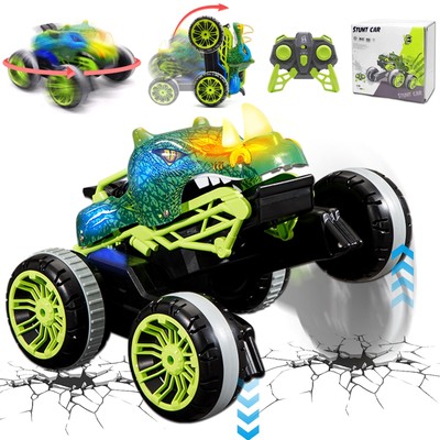 Dinosaur Remote Control Monster Truck RC Stunt Car Light Sound All Terrain Toy