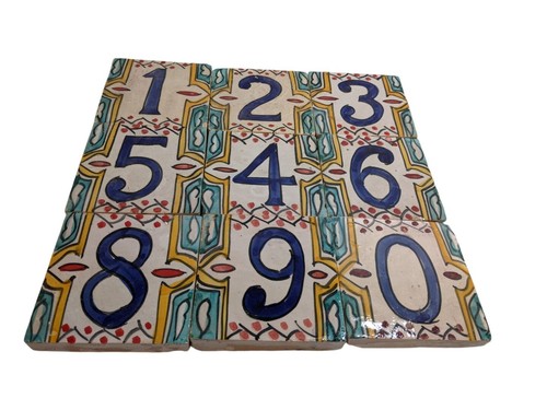 1 x Moroccan Zellige House Number Tiles number 3 THREE 10cm / 4 inches - Picture 2 of 5