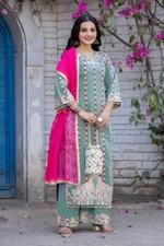Indian Wear Heavy Fancy Glass Tissue Palazzo Suit With Dupatta For Women