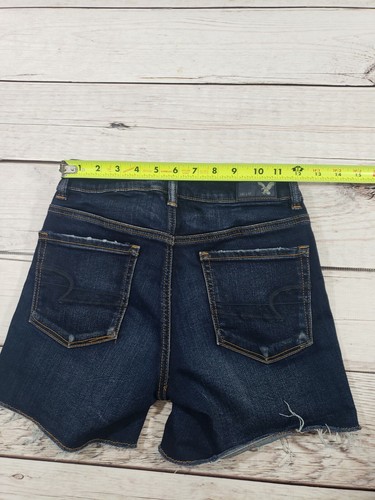 American Eagle Women 60Jean Shorts Next Level Stretch Hi Rise Shortie Cutoff M2 - Picture 7 of 9