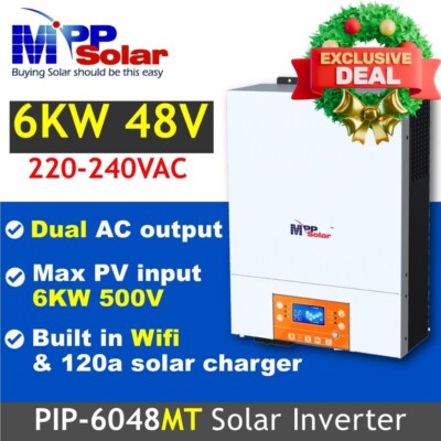 6000w 48v 230v MPP Solar inverter 120A MPPT solar dual ac output Tariff included