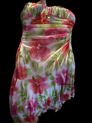 Y2K Vintage Mesh Midi Dress S Small White Pink Floral Tropical Fairy | eBay