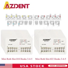AZDENT Dental Orthodontic Bracket Metal Braces Mini Roth 022 018 Hooks 345