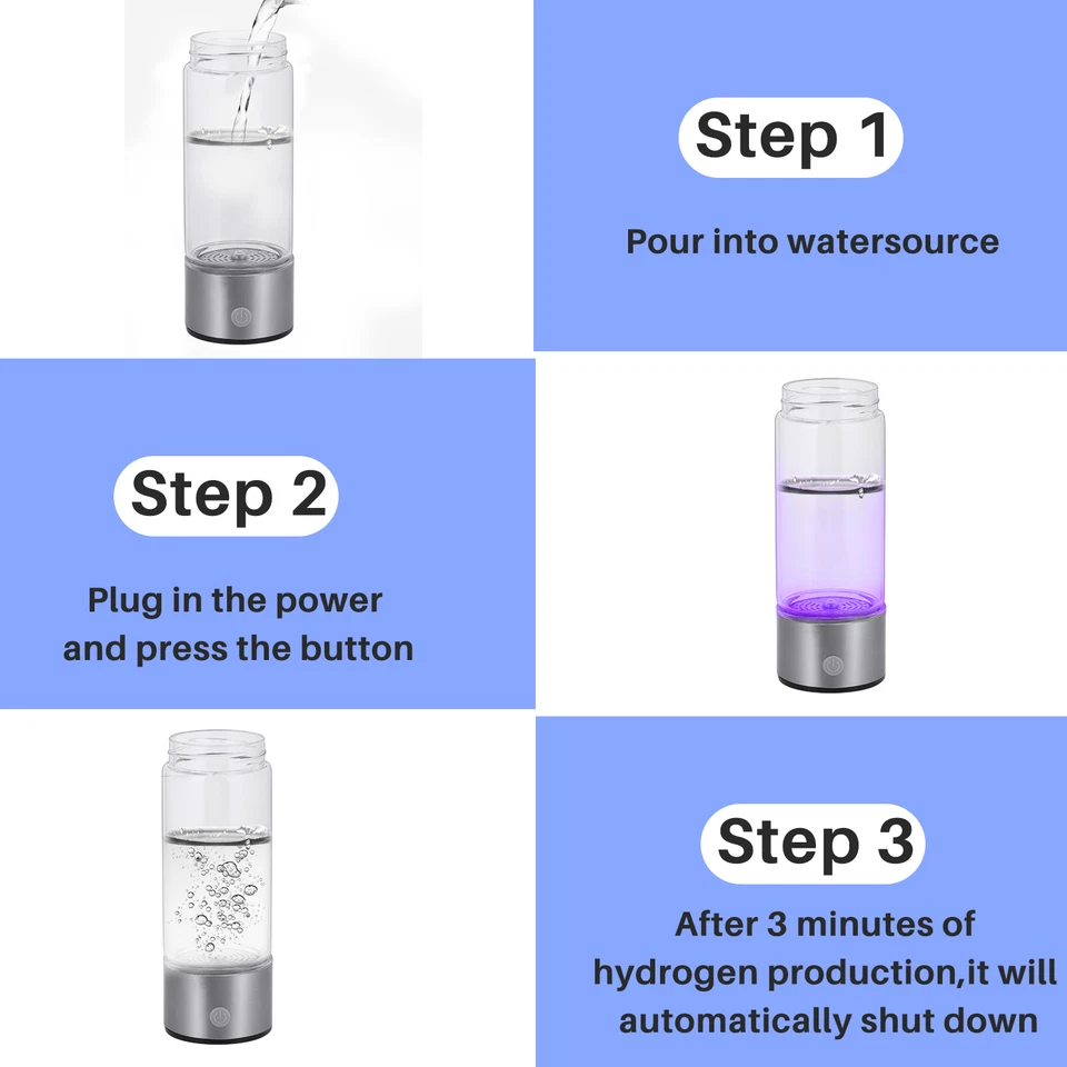 Generador rico en hidrógeno de 420 ml taza de agua ionizador alcalino botella antioxidante Foto 4 de 4