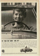 Voiture de sport AUSTIN HEALEY 3000 1959 auto posez le pied et vivez publicité vintage 