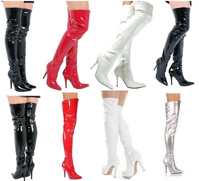 Neu Overknee-Stiefel Damen Frauen Reißverschluss hoher Absatz lang