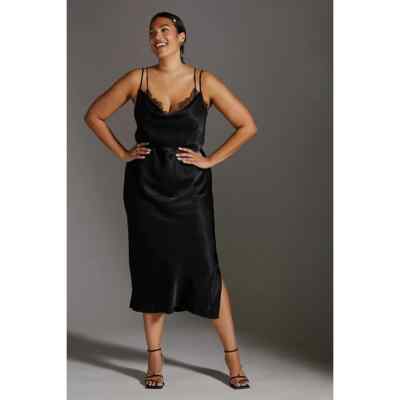 Anthropologie Plus Bias Slip Dress in Black Size 2X UK 20-22 UVP 98£