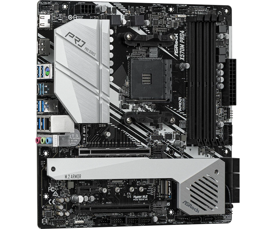 For ASROCK X570M Pro4 Motherboard AMD X570 DDR4 128G DP HDMI USB-C PCIe 4.0 mATX - Image 2 of 4