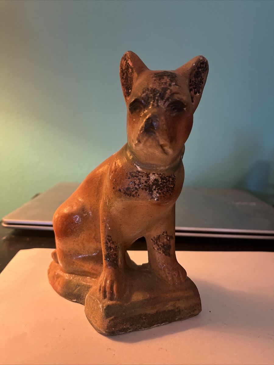 Vintage Brown BULLDOG w/Glitter Carnival Chalkware Figurine Vintage Brown BULLDOG w/Glitter Carnival Chalkware Figurine