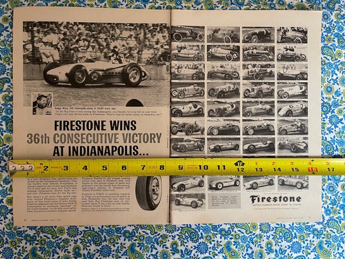 Vintage 1959 Firestone Tires Print Ad 36th Consecutive 36th Indianapolis 500 Win - Picture 8 of 9