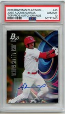 PSA 10 Adolis Garcia 2018 Bowman Platinum Orange Auto RC/25 Autograph POP 1/1