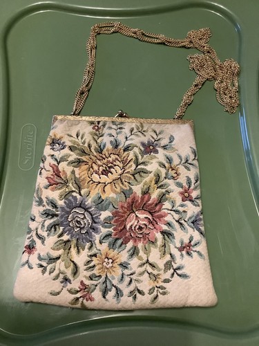 Vintage Walborg Blumen Gobelin Handtasche Clutch Schultertasche W. Germany 50er Boho